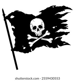 Pirate flag with a skull and crossbones, Icon Illustration