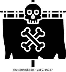 Ícone de Crânio e Ossos Cruzados de Bandeira Pirata