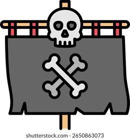 Pirate Flag with Skull and Crossbones Icon