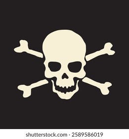 pirate flag with skull and crossbones on a black background. Classic symbol of piracy, danger, and warning. Vector illustration