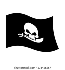 Pirate flag skull and crossbones. piratical black banner isolated