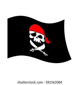 Pirate flag skull and crossbones. piratical black banner isolated