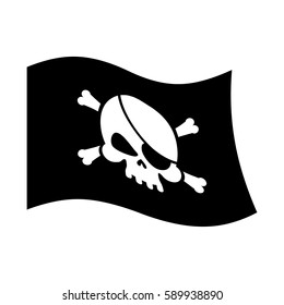 Pirate flag skull and crossbones. piratical black banner isolated