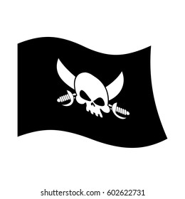Pirate flag skull and crossbones. piratical black banner isolated