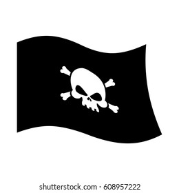 Pirate flag skull and crossbones. piratical black banner isolated