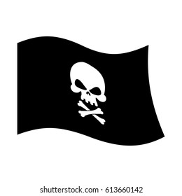 Pirate flag skull and crossbones. piratical black banner isolated
