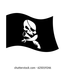 Pirate flag skull and crossbones. piratical black banner isolated