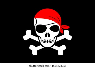 Pirate Flag Skull Crossbones Red Bandana Stock Vector (Royalty Free ...