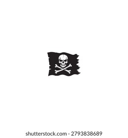 Pirate flag with skull and crossbones sketch crossbones illustration monochrome isolated maritime nautical adventure traditional tattered