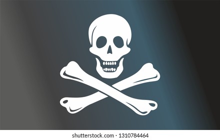 Pirate flag with skull and crossbones. The traditional "Jolly Roger" of piracy. Template for the design of posters, advertising, messages.Bright vector illustration.