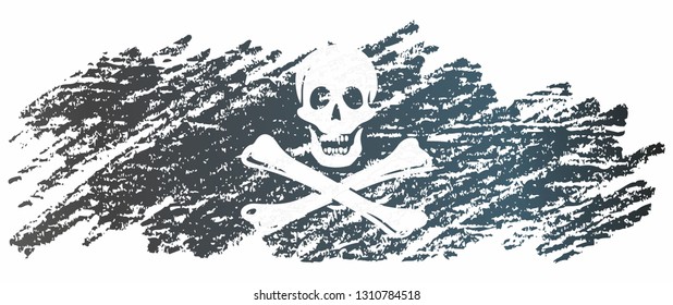 Pirate flag with skull and crossbones. The traditional "Jolly Roger" of piracy. Template for the design of posters, advertising, messages.Bright vector illustration.