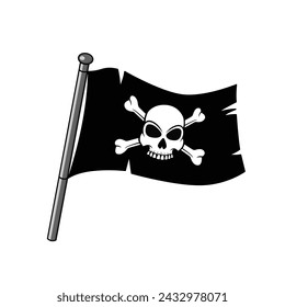 Pirate flag with skull crossbones. vector design