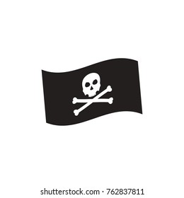 Pirate flag with skull and crossbones vector icon