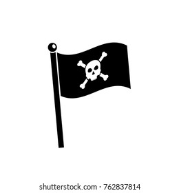 Pirate flag with skull and crossbones vector icon