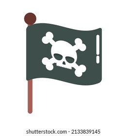 pirate flag with skull icon isolated