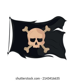 pirate flag with skull icon isolated