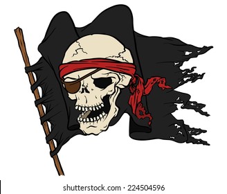 Pirate flag with skull - vector image.