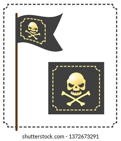 Pirate flag with the symbol of the jerry roger. Skull and Bones. Logo design.