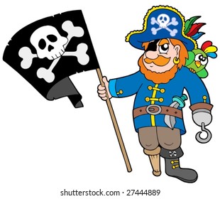 Pirate mit Flagge - Vektorgrafik.