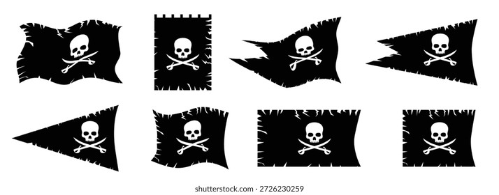 Ilustración de conjunto de Vector de bandera pirata
