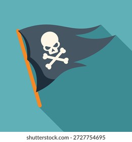 Piratenflagge mit Totenkopf und Kreuzbein, Symbol für Piraterie und Rebellion 