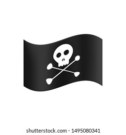 pirate flag waving in the wind on a white isolated background