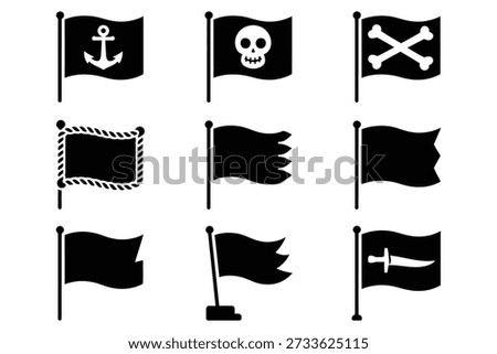 Pirate flags anchor skull bones sword rope crossbones