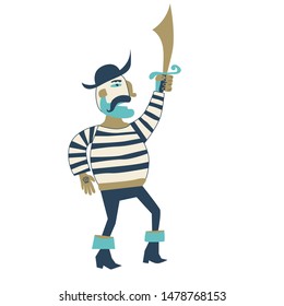 Pirate flat color illustration on white