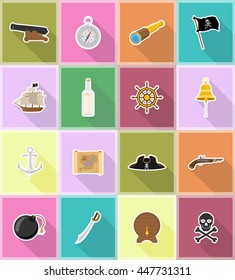 pirate flat icons vector illustration isolated on white background