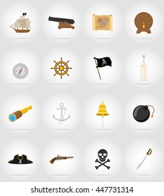 pirate flat icons vector illustration isolated on white background