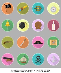 pirate flat icons vector illustration isolated on white background