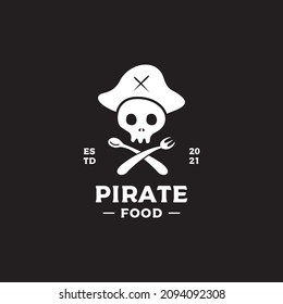 Pirate food logo design vector illustration