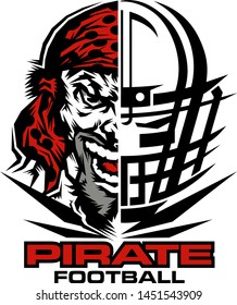 pirate football team design with mascot and facemask for school, college or league