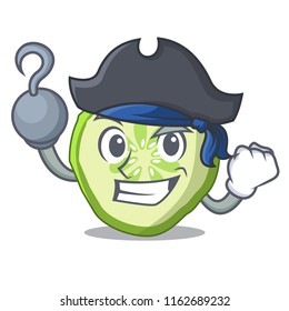 Pirate fresh slice cucumber on character cartoon