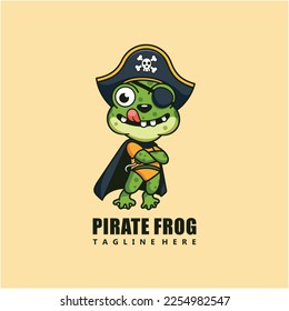 Plantilla de mascota de caracteres de rana pirata Diseño