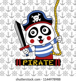 pirate funny animal cartoon,vector illustration