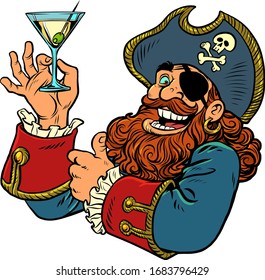 pirate funny character. alcoholic cocktail. Comics caricature pop art retro illustration drawing