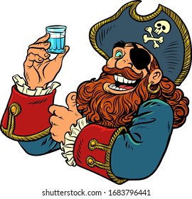 pirate funny character a shot of vodka. Comics caricature pop art retro illustration drawing