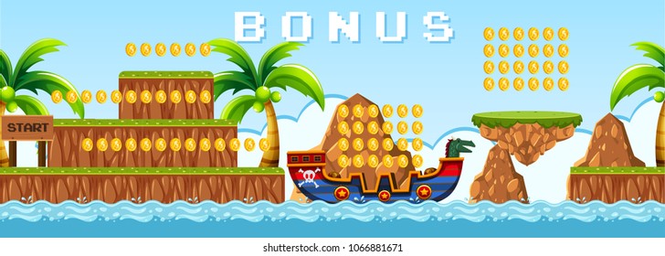 Pirate Game With Island Scene Illustration