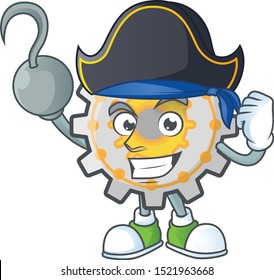 Pirate gear machine cartoon character mascot style