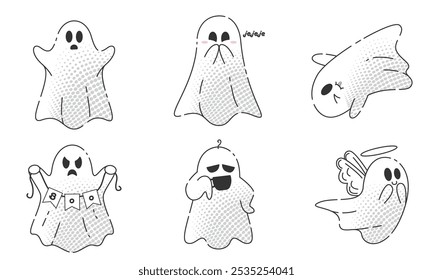 Pirate ghost and devil ghost Halloween pattern, Vector