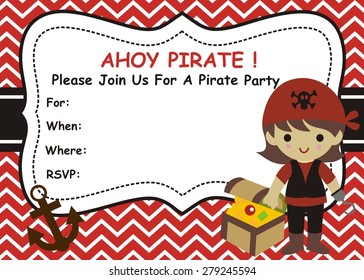 Pirate Girl Birthday Invitation