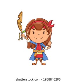 Pirate girl, happy cute child
