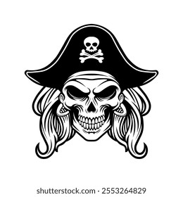 Pirate girl skull head design