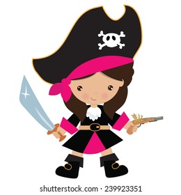 Pirate girl vector illustration