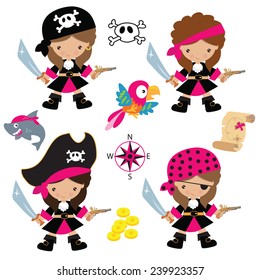 Pirate girl vector illustration