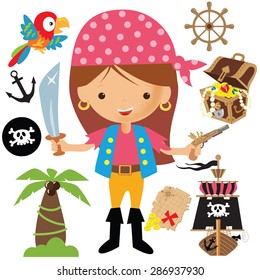 Pirate Girl Vector Illustration Stock Vector (Royalty Free) 286937930 ...