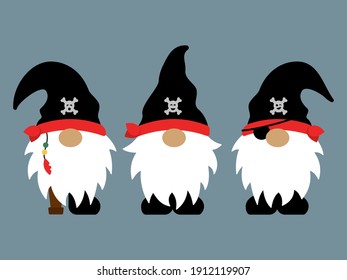 Pirate gnomes cartoon character vector illustration.