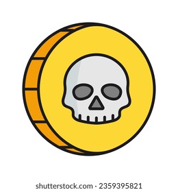 
Pirate gold coin icon with a skull. Pirate treasure,isolated on white background.
