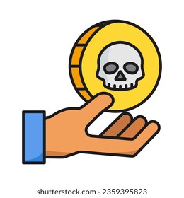 
Pirate gold coin icon with a skull. Pirate treasure,isolated on white background.
